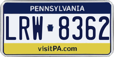 PA license plate LRW8362