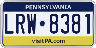 PA license plate LRW8381