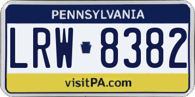 PA license plate LRW8382