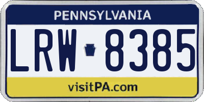 PA license plate LRW8385