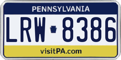 PA license plate LRW8386