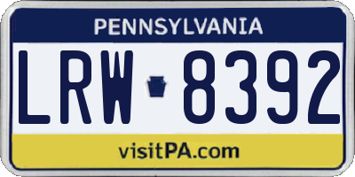 PA license plate LRW8392
