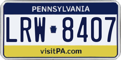 PA license plate LRW8407