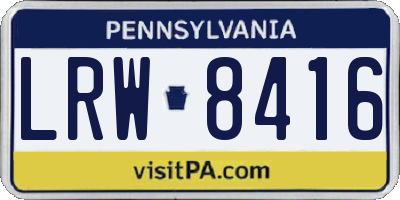 PA license plate LRW8416