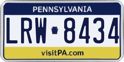 PA license plate LRW8434