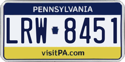 PA license plate LRW8451