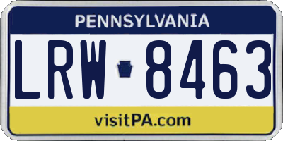 PA license plate LRW8463