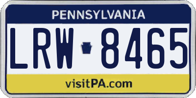 PA license plate LRW8465