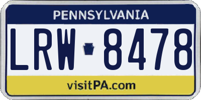 PA license plate LRW8478