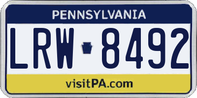 PA license plate LRW8492
