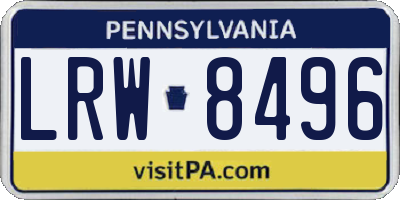 PA license plate LRW8496