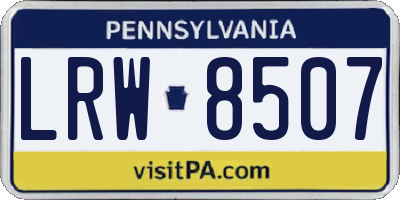 PA license plate LRW8507