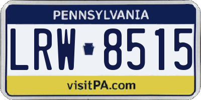 PA license plate LRW8515