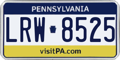 PA license plate LRW8525