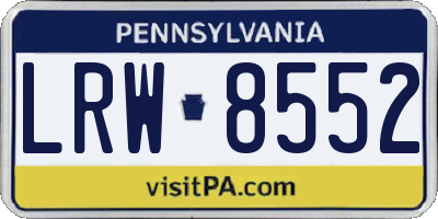 PA license plate LRW8552