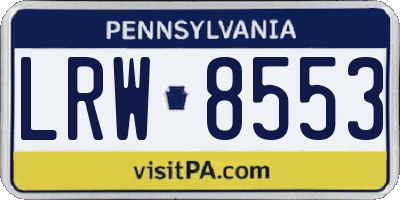 PA license plate LRW8553