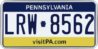 PA license plate LRW8562