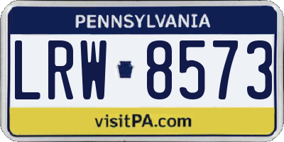 PA license plate LRW8573