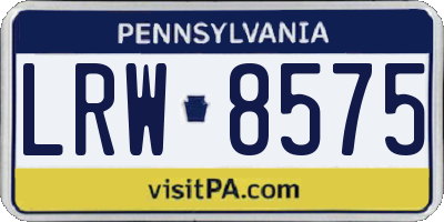 PA license plate LRW8575