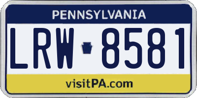 PA license plate LRW8581