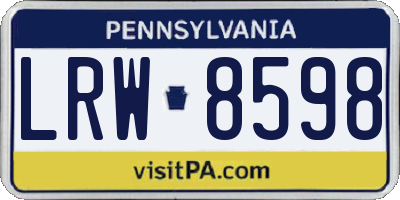 PA license plate LRW8598