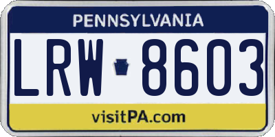 PA license plate LRW8603