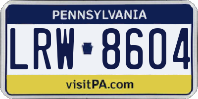 PA license plate LRW8604
