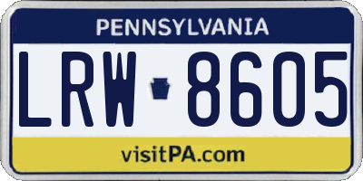PA license plate LRW8605