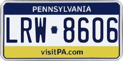 PA license plate LRW8606