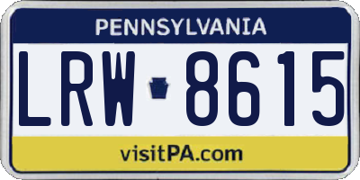 PA license plate LRW8615