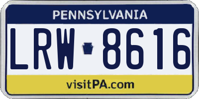 PA license plate LRW8616