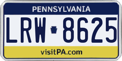 PA license plate LRW8625