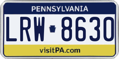 PA license plate LRW8630