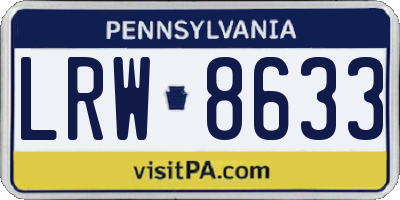 PA license plate LRW8633