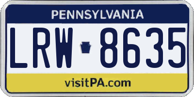 PA license plate LRW8635