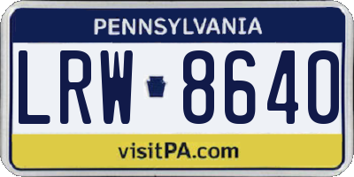 PA license plate LRW8640