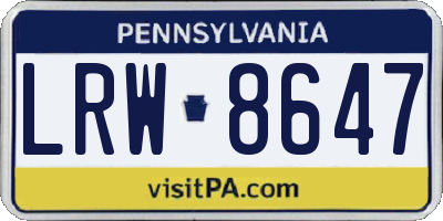 PA license plate LRW8647
