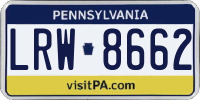PA license plate LRW8662
