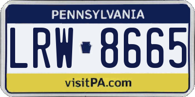 PA license plate LRW8665