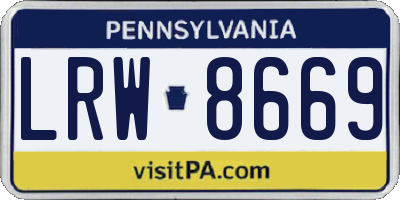 PA license plate LRW8669