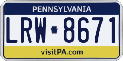 PA license plate LRW8671