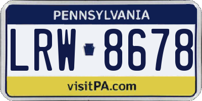 PA license plate LRW8678