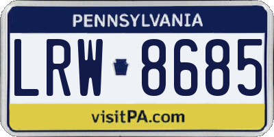PA license plate LRW8685