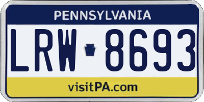 PA license plate LRW8693