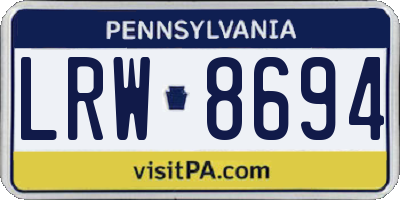 PA license plate LRW8694