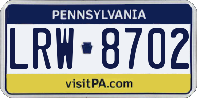PA license plate LRW8702
