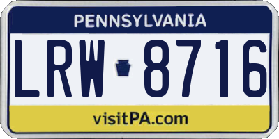 PA license plate LRW8716