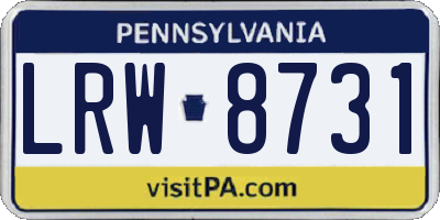 PA license plate LRW8731