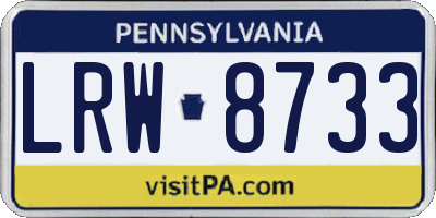 PA license plate LRW8733