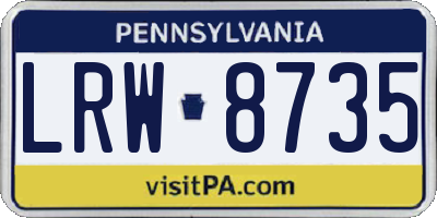 PA license plate LRW8735